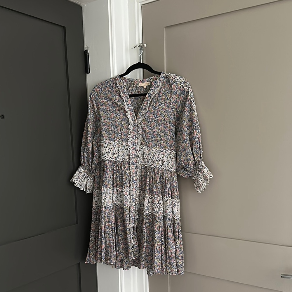 By Timo Floral Dress with Lace Accents